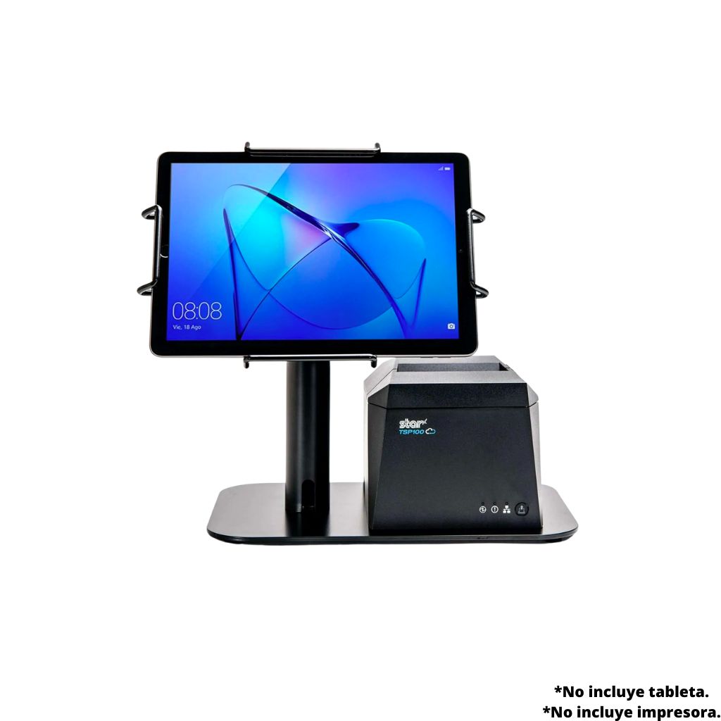 Sistema multifunción mPOP10 - Impresora térmica y Caja registradora INTEGRADOS (USB-C, Lightning) Soporte Universal de Tableta - POS